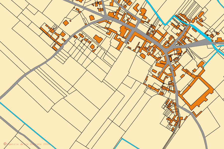 Mappa catastale del centro di Semiana: particelle e fabbricati, cartografia Agenzia delle Entrate