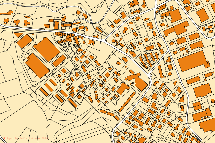 Mappa catastale del centro di Senna Comasco: particelle e fabbricati, cartografia Agenzia delle Entrate