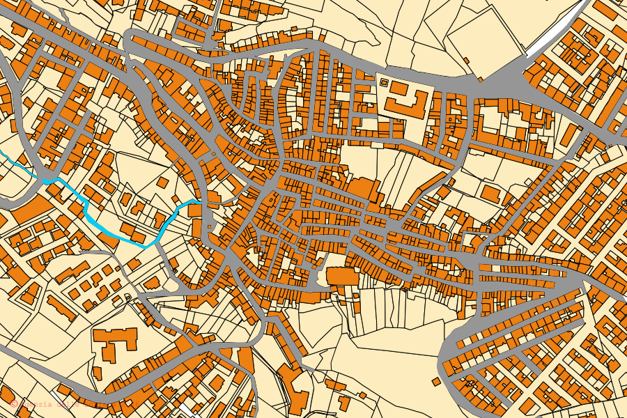 Mappa catastale del centro di Sennori: particelle e fabbricati, cartografia Agenzia delle Entrate