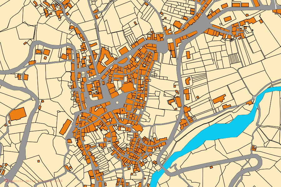 Mappa catastale del centro di Sepino: particelle e fabbricati, cartografia Agenzia delle Entrate