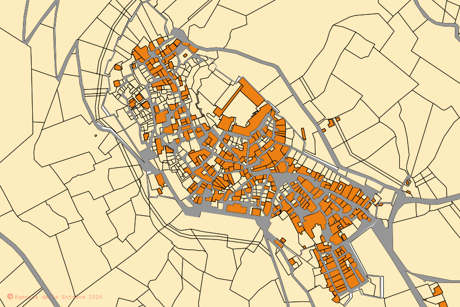 Mappa catastale del centro di Sermoneta: particelle e fabbricati, cartografia Agenzia delle Entrate