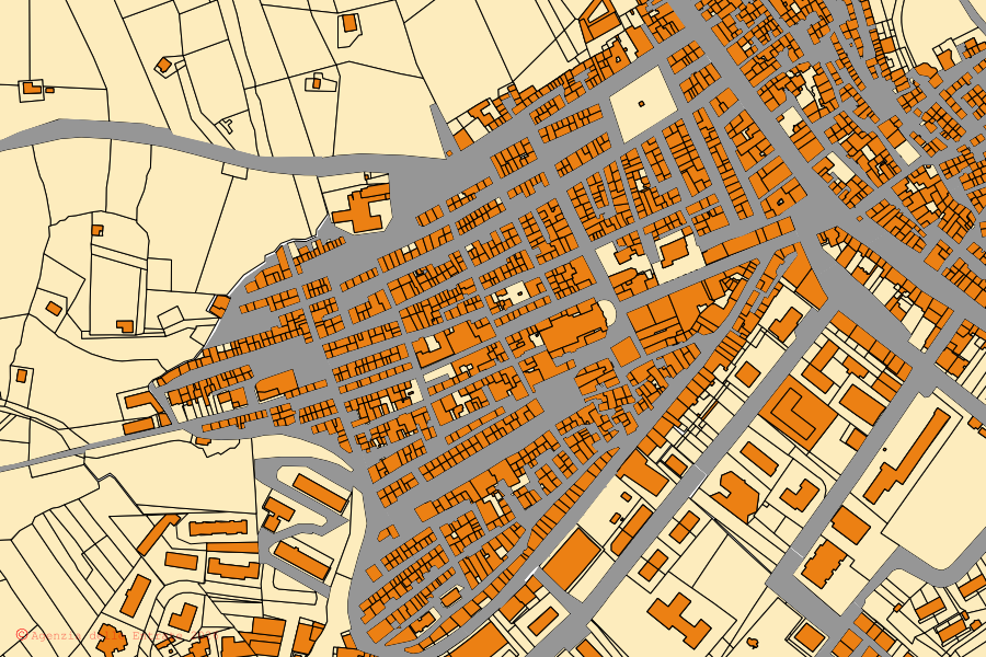 Mappa catastale del centro di Serradifalco: particelle e fabbricati, cartografia Agenzia delle Entrate