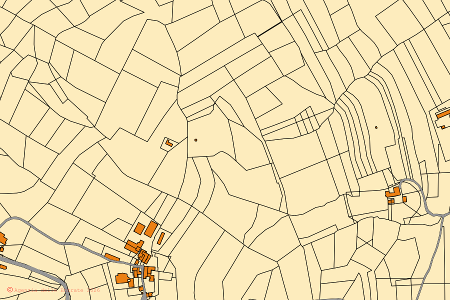 Mappa catastale del centro di Serralunga d'Alba: particelle e fabbricati, cartografia Agenzia delle Entrate