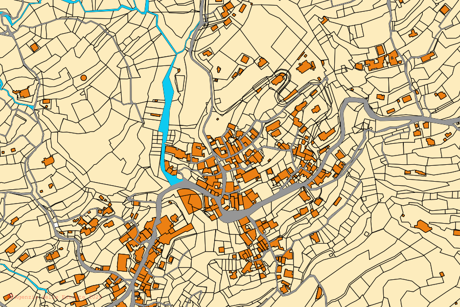 Mappa catastale del centro di Serrara Fontana: particelle e fabbricati, cartografia Agenzia delle Entrate