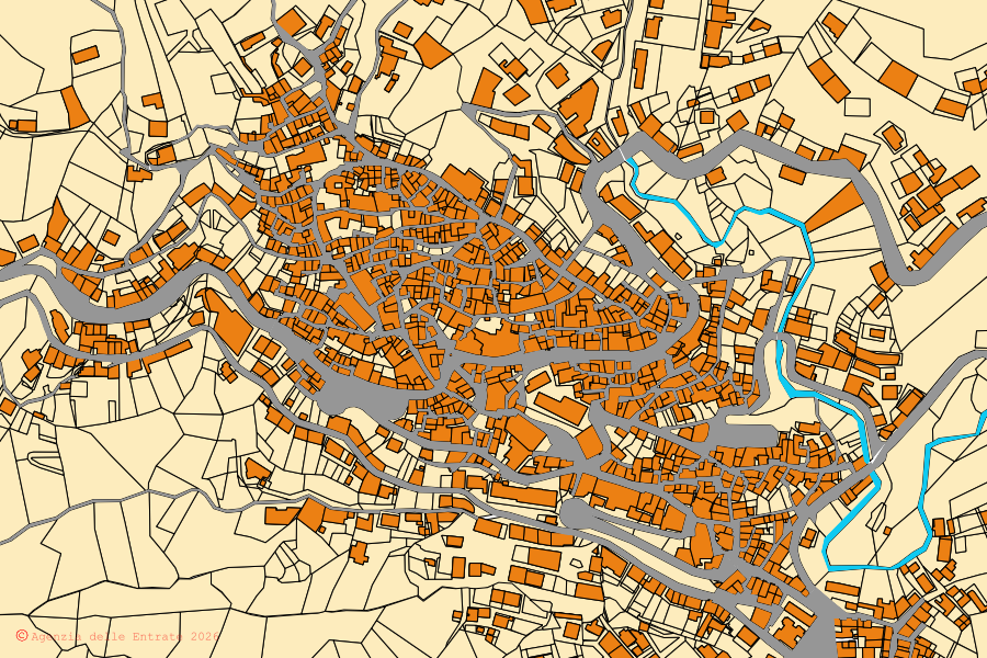 Mappa catastale del centro di Sersale: particelle e fabbricati, cartografia Agenzia delle Entrate