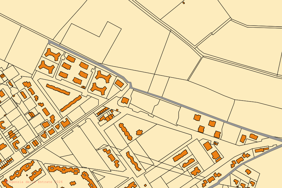 Mappa catastale del centro di Sessa Aurunca: particelle e fabbricati, cartografia Agenzia delle Entrate