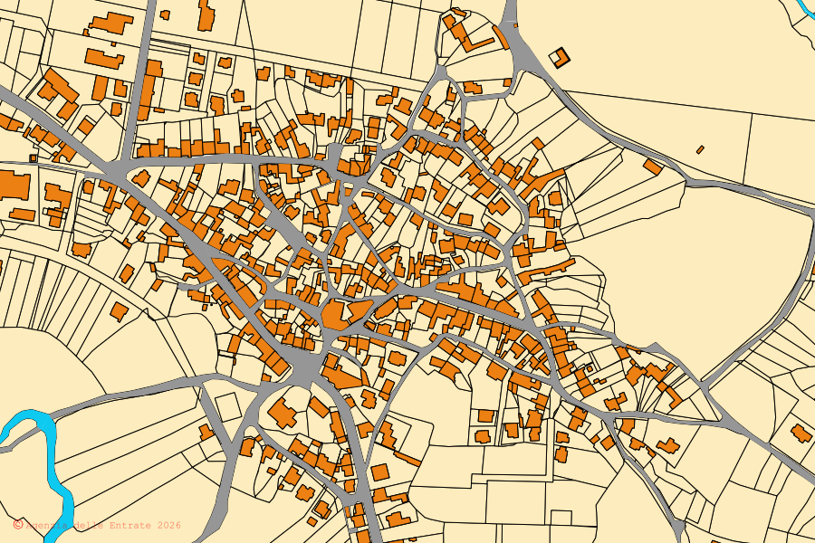 Mappa catastale del centro di Siamanna: particelle e fabbricati, cartografia Agenzia delle Entrate