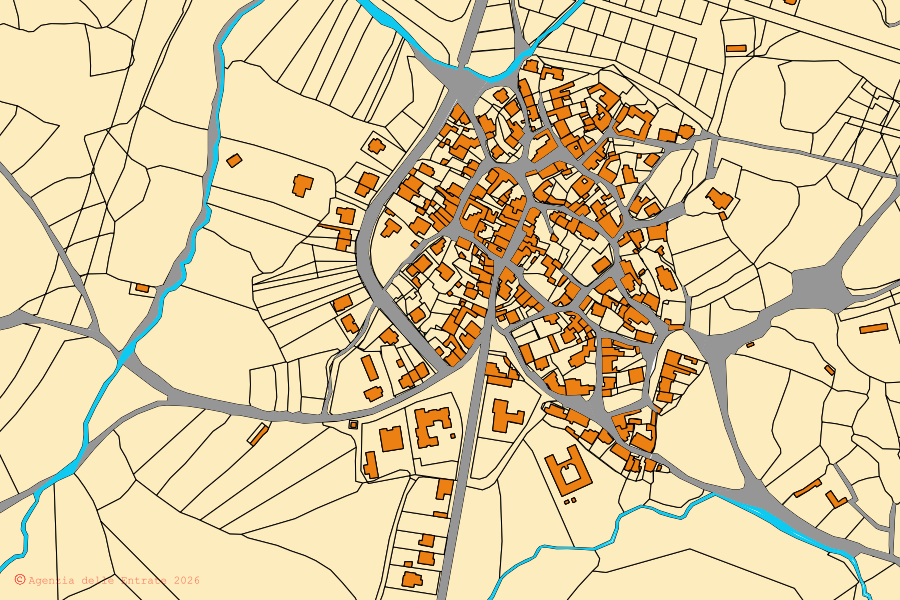 Mappa catastale del centro di Siapiccia: particelle e fabbricati, cartografia Agenzia delle Entrate