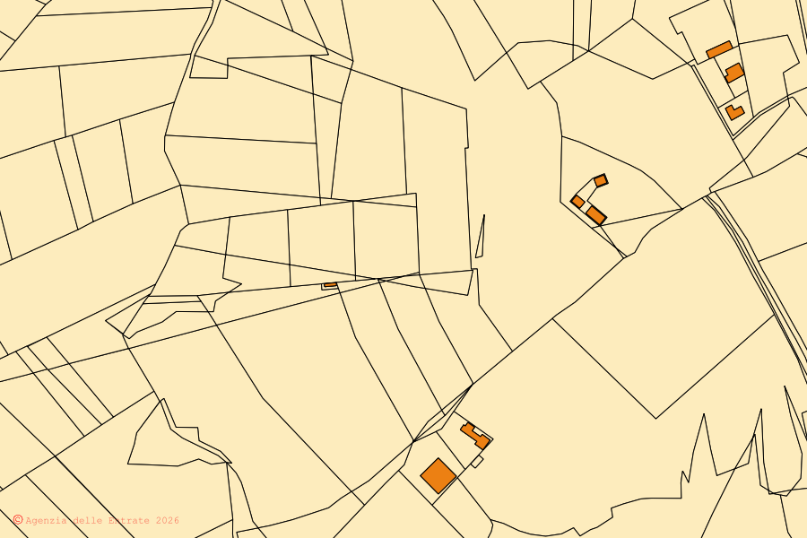 Mappa catastale del centro di Sicignano degli Alburni: particelle e fabbricati, cartografia Agenzia delle Entrate