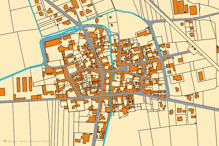 Mappa catastale del centro di Sillavengo: particelle e fabbricati, cartografia Agenzia delle Entrate