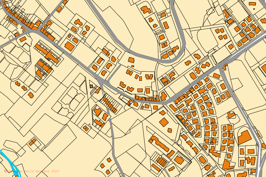Mappa catastale del centro di Sirolo: particelle e fabbricati, cartografia Agenzia delle Entrate