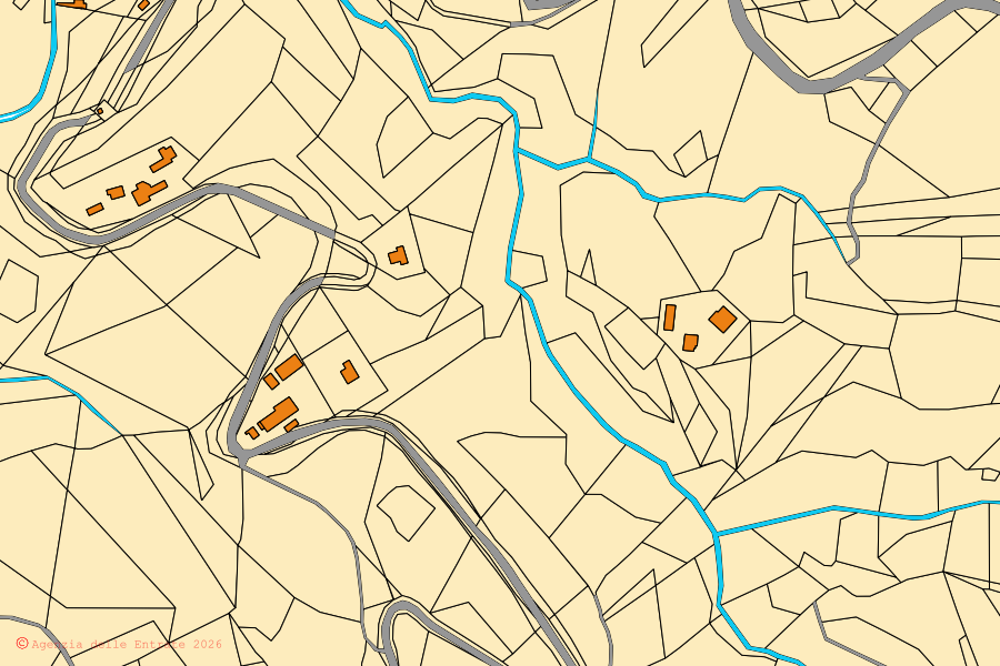 Mappa catastale del centro di Smerillo: particelle e fabbricati, cartografia Agenzia delle Entrate