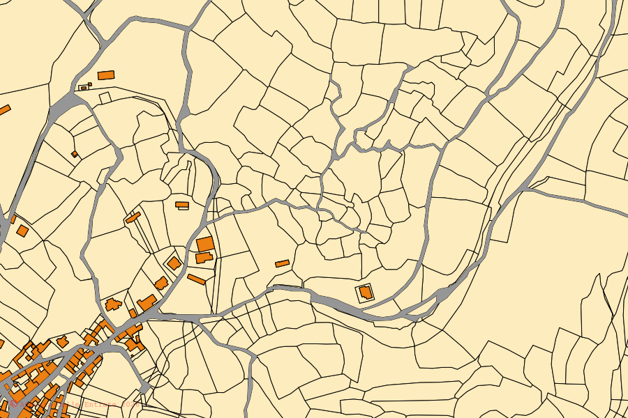 Mappa catastale del centro di Soddì: particelle e fabbricati, cartografia Agenzia delle Entrate