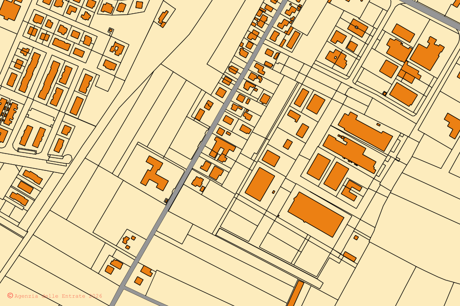 Mappa catastale del centro di Solarolo: particelle e fabbricati, cartografia Agenzia delle Entrate