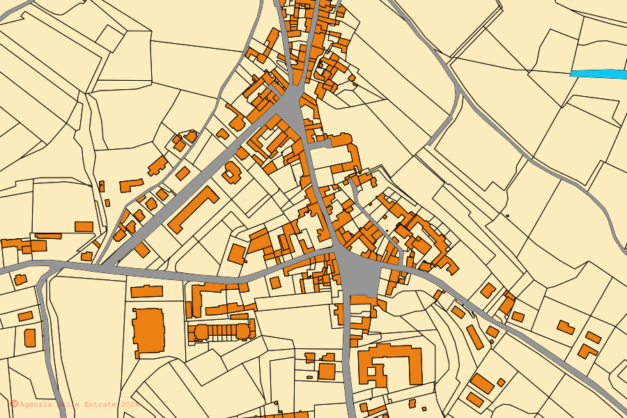 Mappa catastale del centro di Solferino: particelle e fabbricati, cartografia Agenzia delle Entrate