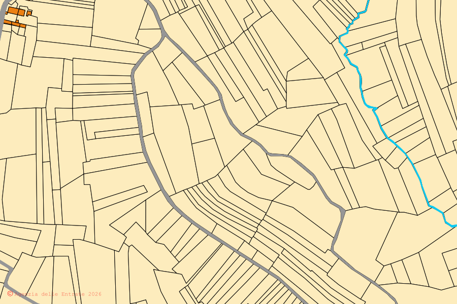Mappa catastale del centro di Solonghello: particelle e fabbricati, cartografia Agenzia delle Entrate
