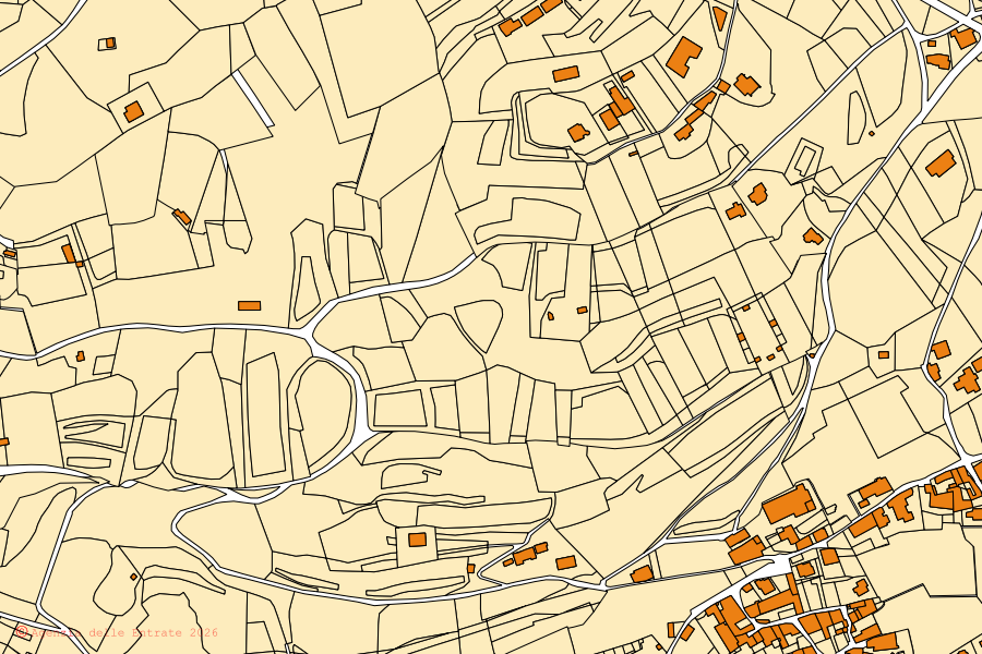 Mappa catastale del centro di Solto Collina: particelle e fabbricati, cartografia Agenzia delle Entrate