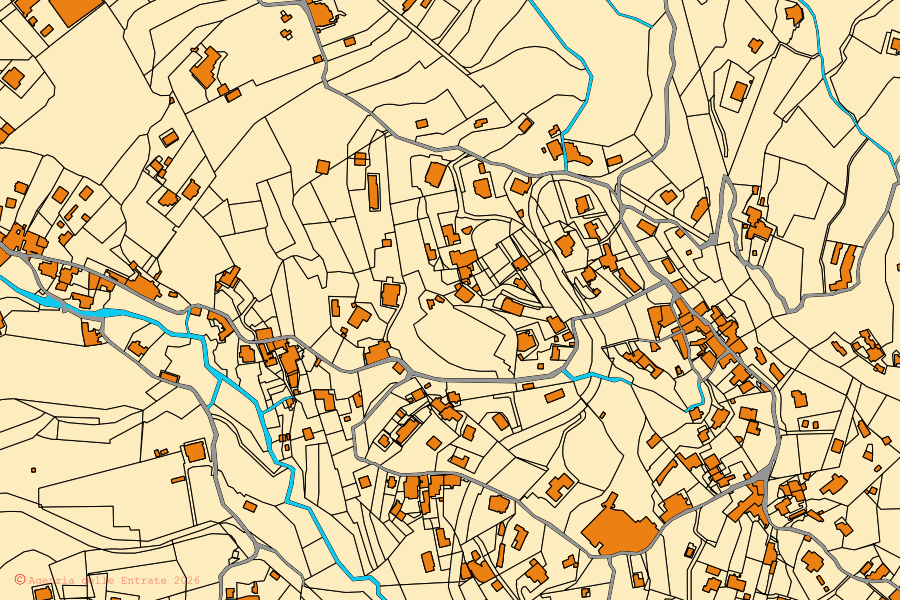 Mappa catastale del centro di Sorrento: particelle e fabbricati, cartografia Agenzia delle Entrate