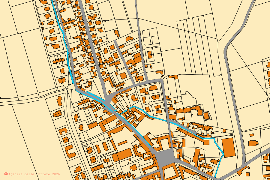 Mappa catastale del centro di Sozzago: particelle e fabbricati, cartografia Agenzia delle Entrate
