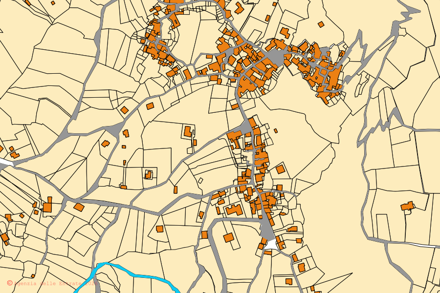 Mappa catastale del centro di Spigno Saturnia: particelle e fabbricati, cartografia Agenzia delle Entrate