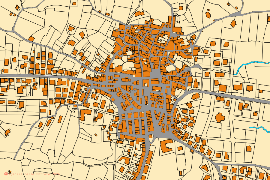 Mappa catastale del centro di Stalettì: particelle e fabbricati, cartografia Agenzia delle Entrate