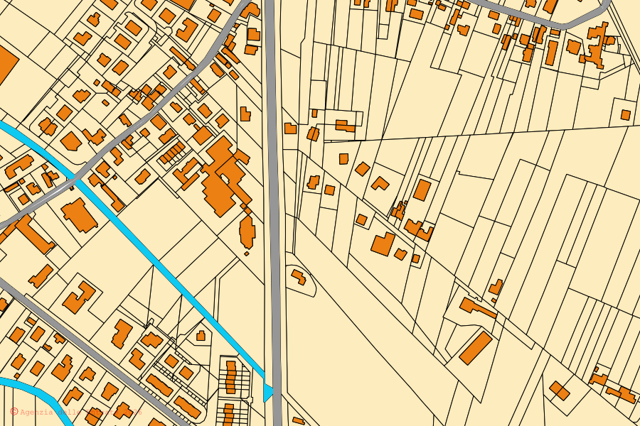 Mappa catastale del centro di Stanghella: particelle e fabbricati, cartografia Agenzia delle Entrate