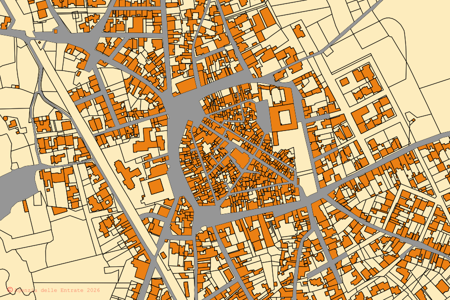 Mappa catastale del centro di Sternatia: particelle e fabbricati, cartografia Agenzia delle Entrate