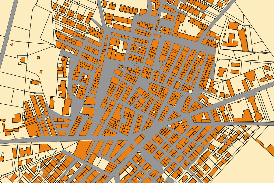 Mappa catastale del centro di Stornara: particelle e fabbricati, cartografia Agenzia delle Entrate