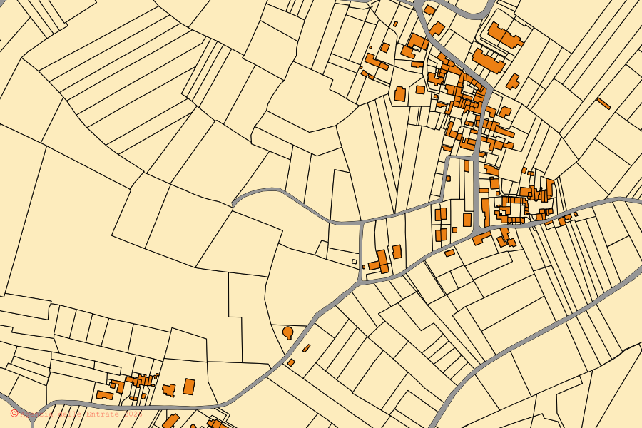 Mappa catastale del centro di Stradella: particelle e fabbricati, cartografia Agenzia delle Entrate