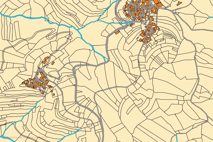 Mappa catastale del centro di Stregna: particelle e fabbricati, cartografia Agenzia delle Entrate
