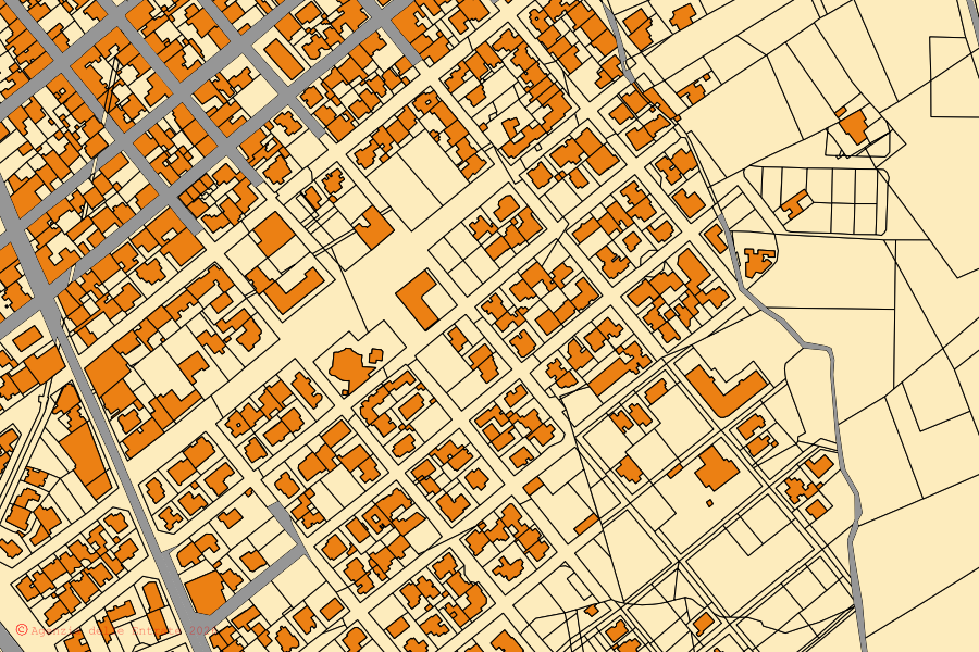 Mappa catastale del centro di Surbo: particelle e fabbricati, cartografia Agenzia delle Entrate
