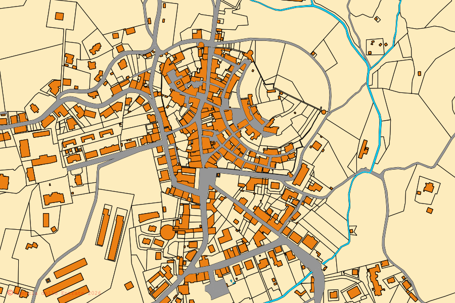 Mappa catastale del centro di Suvereto: particelle e fabbricati, cartografia Agenzia delle Entrate