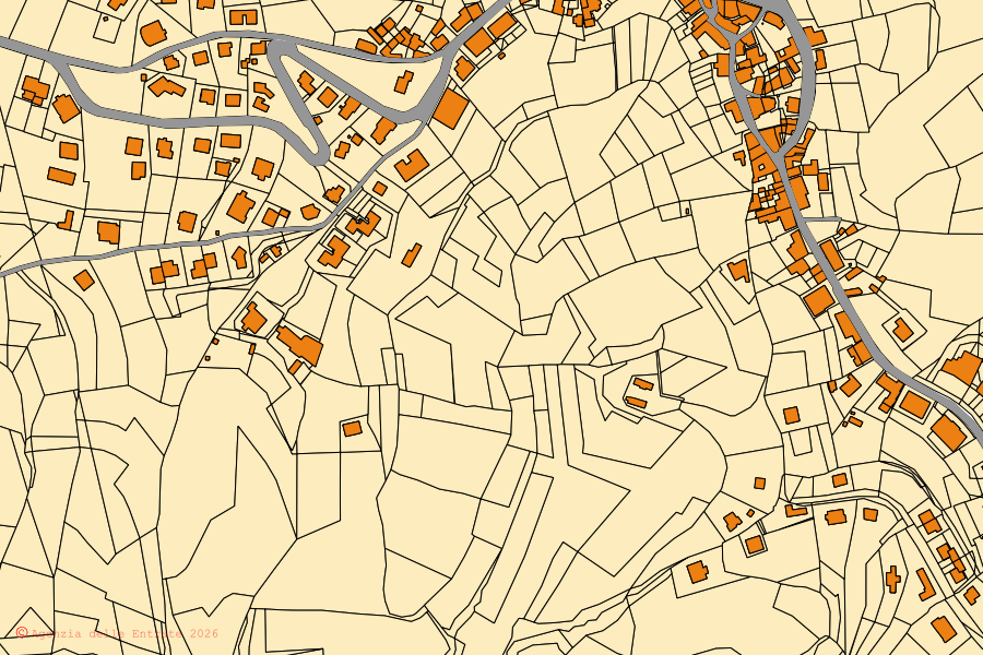 Mappa catastale del centro di Tagliolo Monferrato: particelle e fabbricati, cartografia Agenzia delle Entrate