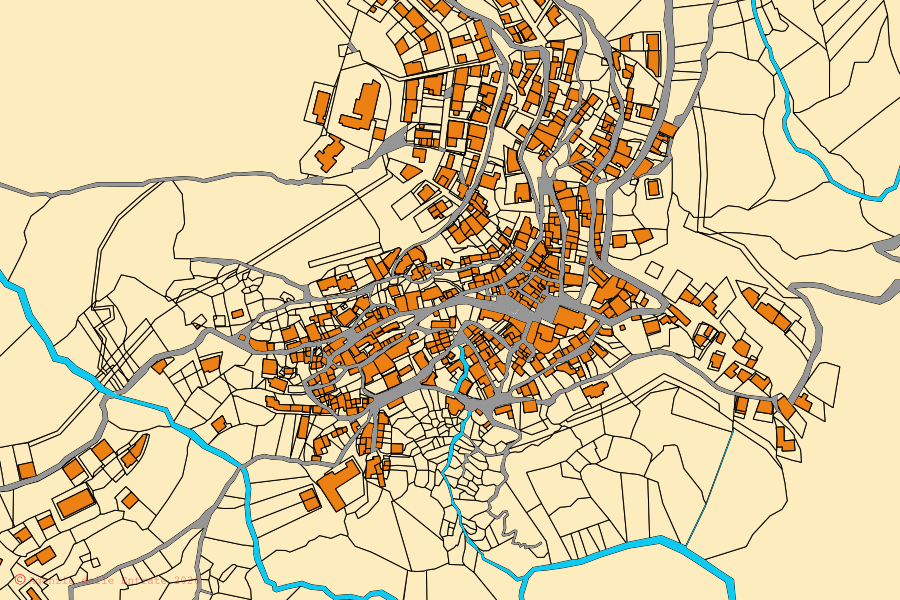Mappa catastale del centro di Talana: particelle e fabbricati, cartografia Agenzia delle Entrate