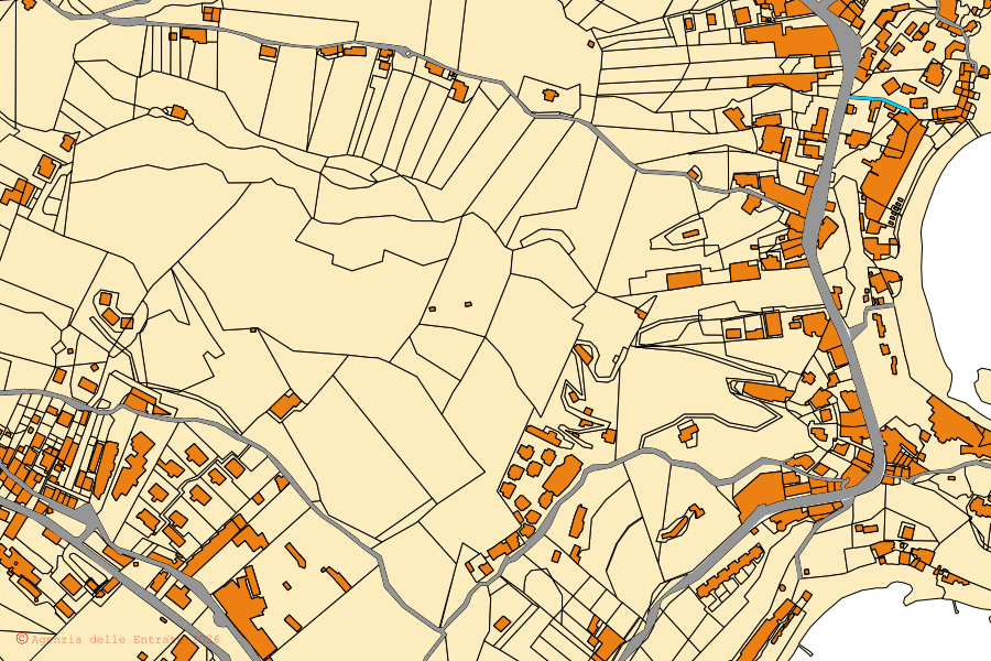 Mappa catastale del centro di Taormina: particelle e fabbricati, cartografia Agenzia delle Entrate