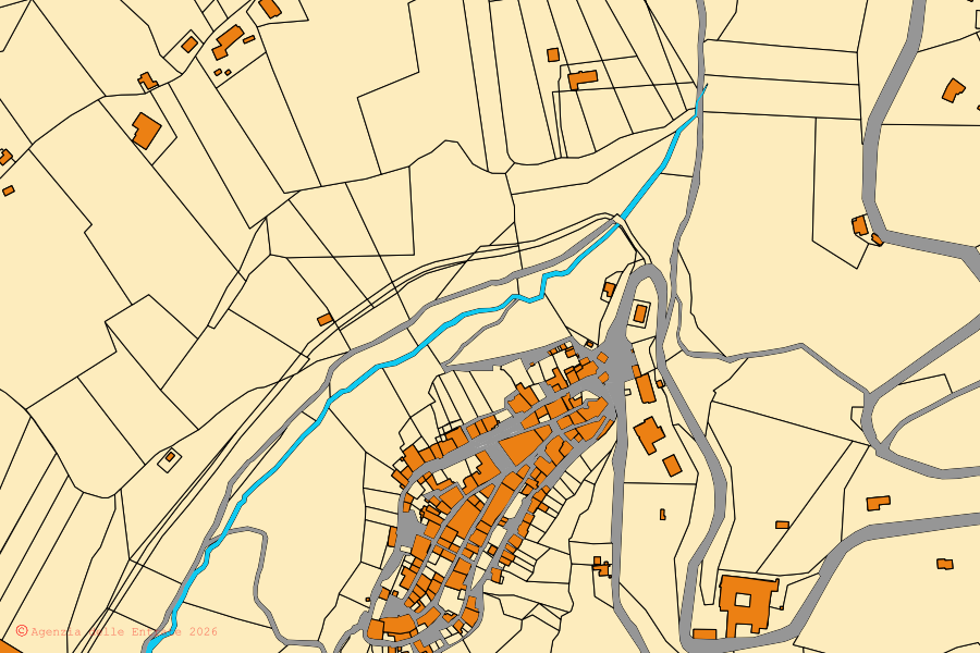 Mappa catastale del centro di Tarano: particelle e fabbricati, cartografia Agenzia delle Entrate