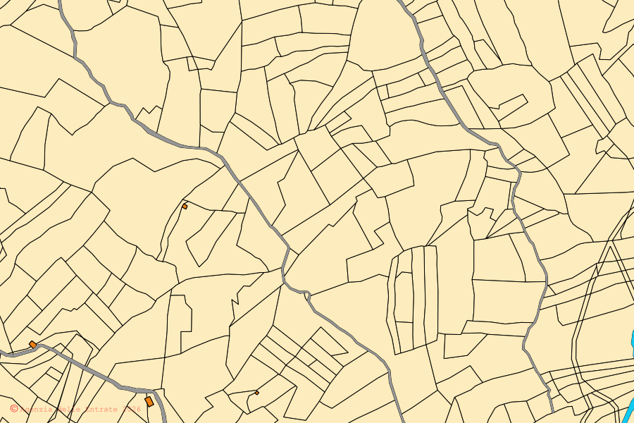 Mappa catastale del centro di Taranta Peligna: particelle e fabbricati, cartografia Agenzia delle Entrate