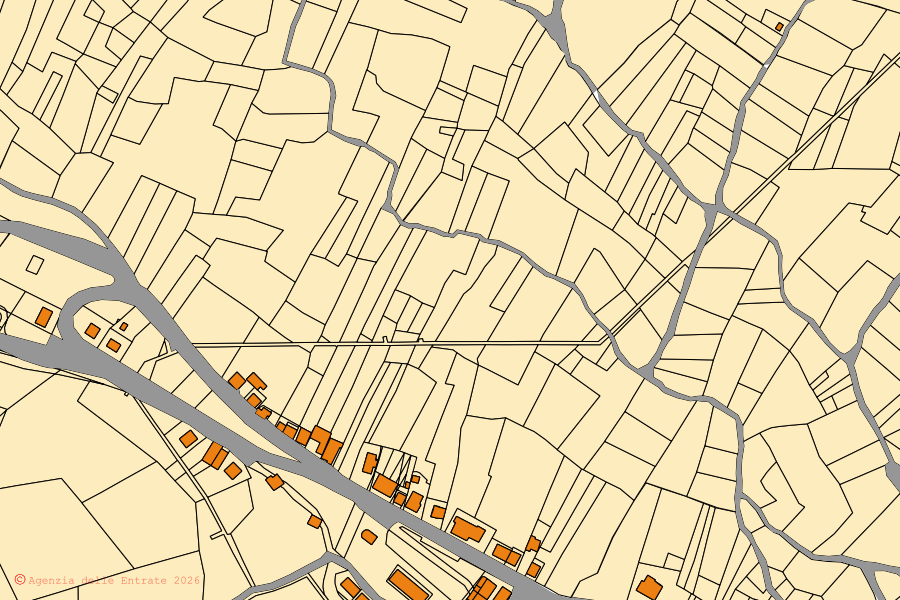 Mappa catastale del centro di Tavenna: particelle e fabbricati, cartografia Agenzia delle Entrate