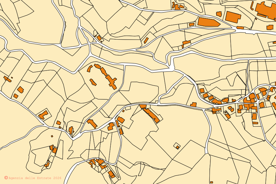 Mappa catastale del centro di Tavernola Bergamasca: particelle e fabbricati, cartografia Agenzia delle Entrate