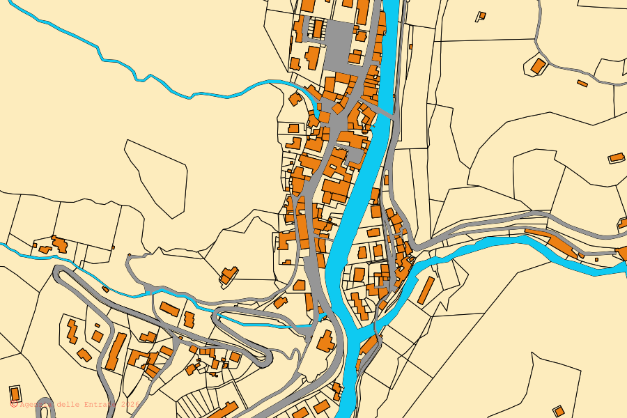 Mappa catastale del centro di Tavernole sul Mella: particelle e fabbricati, cartografia Agenzia delle Entrate
