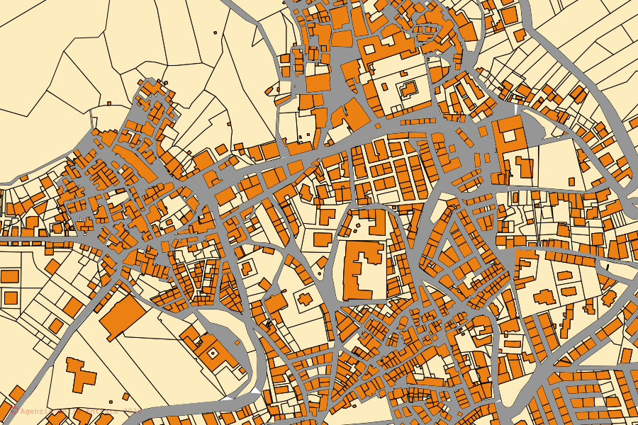 Mappa catastale del centro di Terranova da Sibari: particelle e fabbricati, cartografia Agenzia delle Entrate