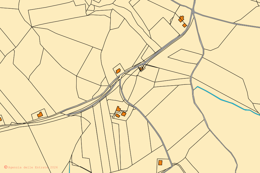 Mappa catastale del centro di Terre Roveresche: particelle e fabbricati, cartografia Agenzia delle Entrate