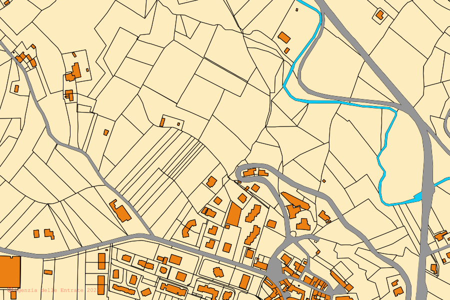 Mappa catastale del centro di Terzo: particelle e fabbricati, cartografia Agenzia delle Entrate