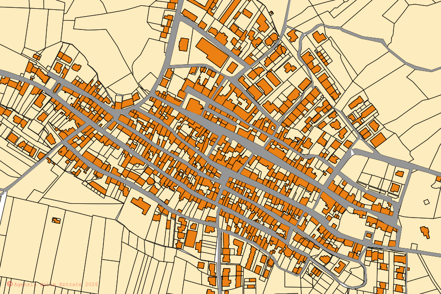 Mappa catastale del centro di Tissi: particelle e fabbricati, cartografia Agenzia delle Entrate