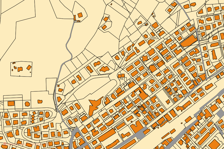 Mappa catastale del centro di Tolentino: particelle e fabbricati, cartografia Agenzia delle Entrate