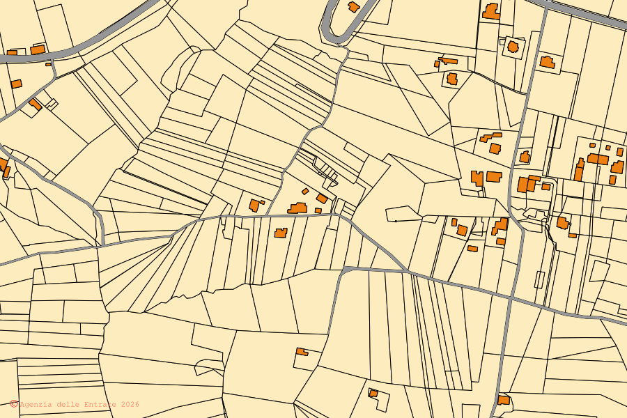 Mappa catastale del centro di Torano Nuovo: particelle e fabbricati, cartografia Agenzia delle Entrate