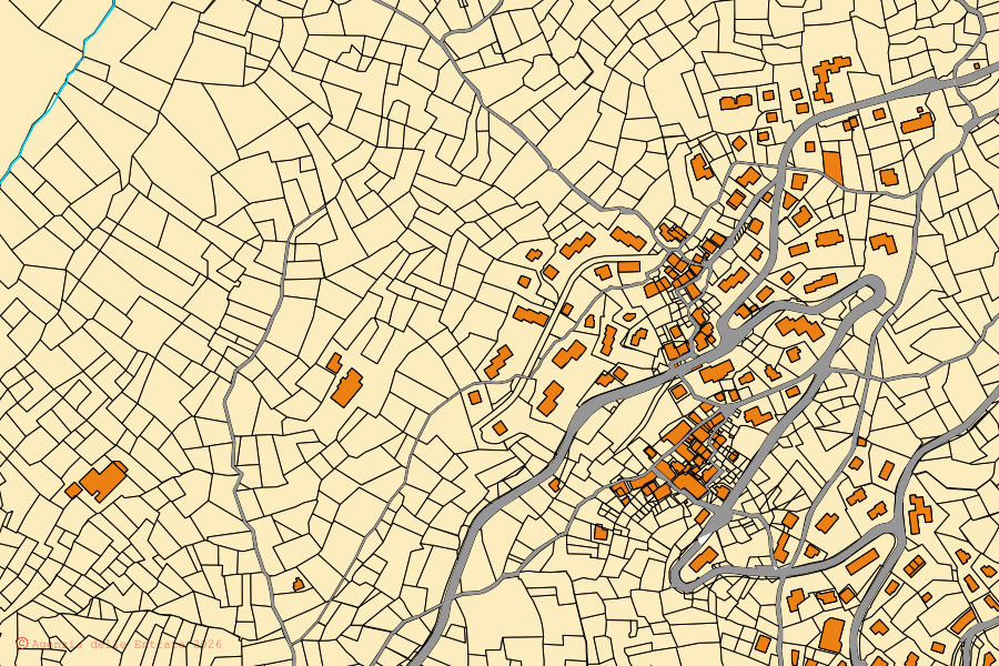 Mappa catastale del centro di Torgnon: particelle e fabbricati, cartografia Agenzia delle Entrate