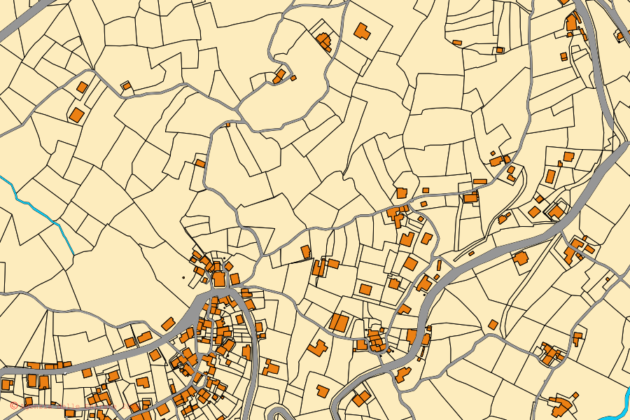 Mappa catastale del centro di Tornolo: particelle e fabbricati, cartografia Agenzia delle Entrate
