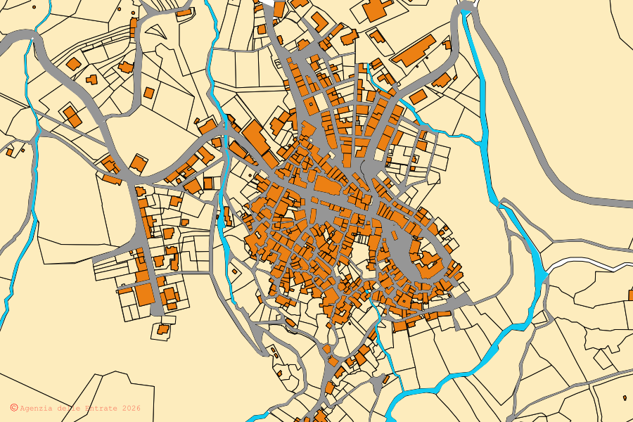 Mappa catastale del centro di Torraca: particelle e fabbricati, cartografia Agenzia delle Entrate