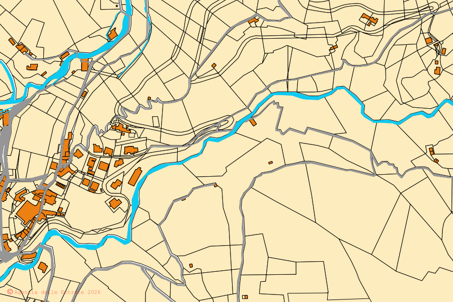 Mappa catastale del centro di Torre de' Busi: particelle e fabbricati, cartografia Agenzia delle Entrate